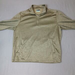 PGA Tour Quarter Zip Pullover Mens Medium Olive Green Textured Fleece Lined